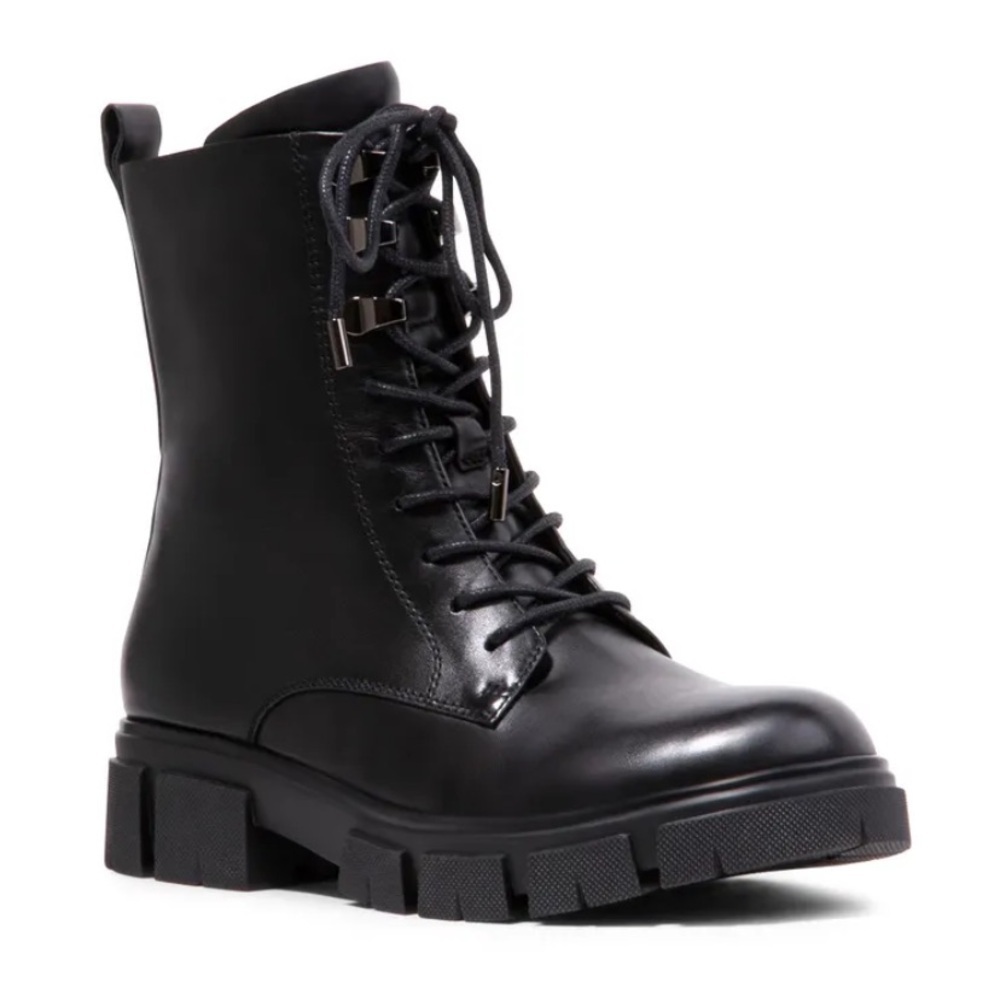 Blondo Black Leather Combat Boots waterproof Size 10 Street Style Chic